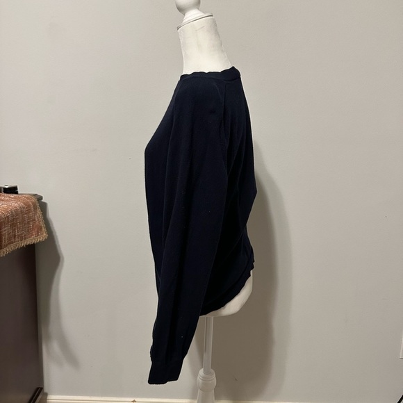 Vince Navy Blue Tie Waist Front Cotton Sweater Small - Picture 11 of 12